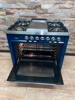 Luxe konings blauwe Boretti Fornuis 5 pits met Frytop 90 cm, Witgoed en Apparatuur, Fornuizen, 60 cm of meer, Ophalen of Verzenden