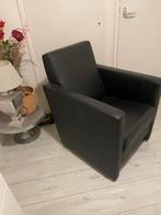 Zwarte Lederen Fauteuil - Zo goed als nieuw, Huis en Inrichting, Fauteuils, Ophalen, Zo goed als nieuw, Leer, 75 tot 100 cm