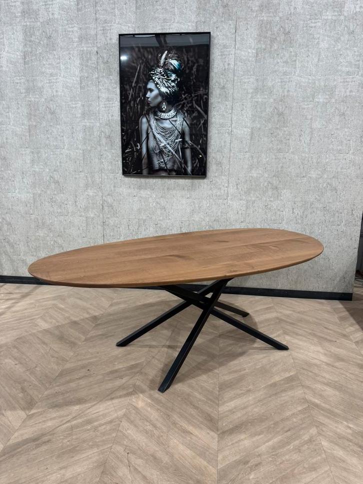 Organische vorm eiken eettafel Stone 200x100cm *nieuw, Huis en Inrichting, Tafels | Eettafels, Nieuw, 50 tot 100 cm, 200 cm of meer