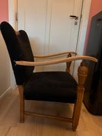 Vintage Rookstoel met Zwarte ribstof Bekleding, Antiek en Kunst, Antiek | Meubels | Stoelen en Banken, Ophalen