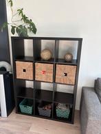 IKEA Kallax kast bruin incl 3 rieten mandjes, Ophalen, Met plank(en), Kunststof, 100 tot 150 cm