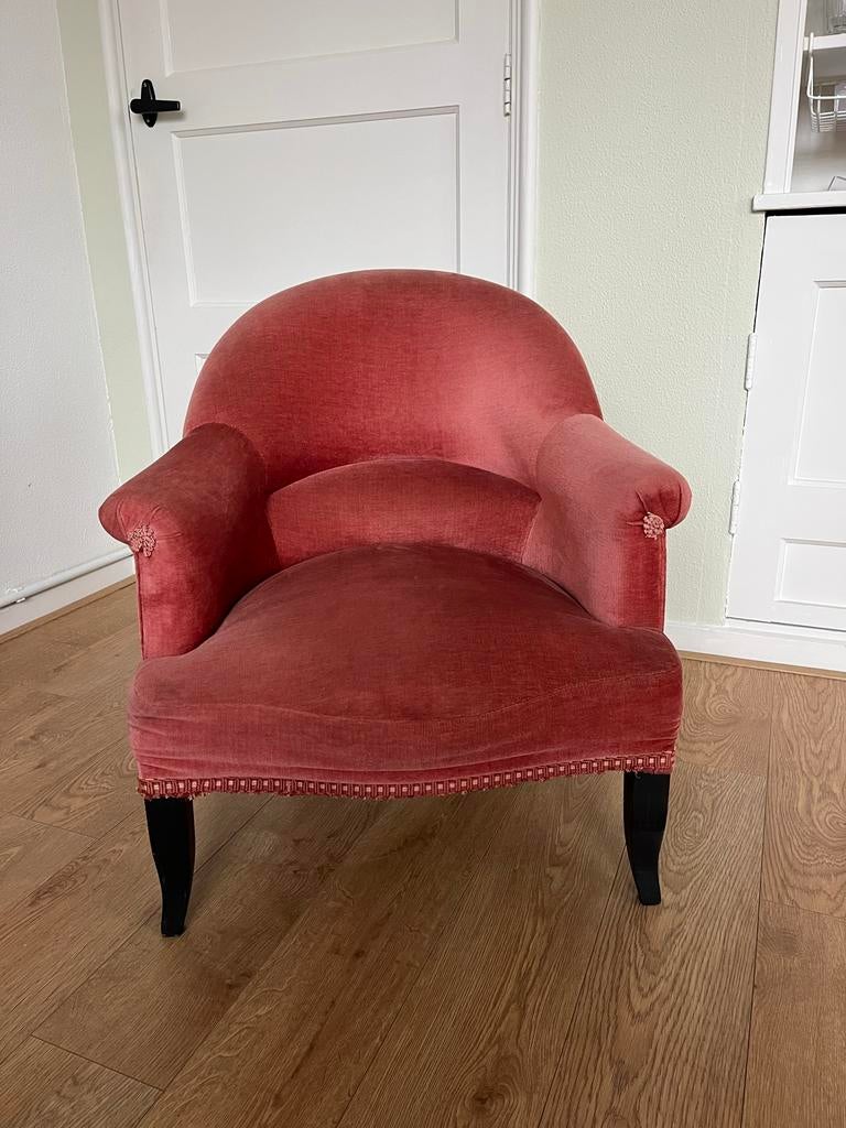 Vintage roze stoeltje, Huis en Inrichting, Stoelen, Gebruikt, Ophalen of Verzenden, Rood, Eén