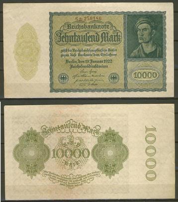 Berlijn Berlin 10000 Mark 1922 Reichsbanknote r-138 jdu beschikbaar voor biedingen