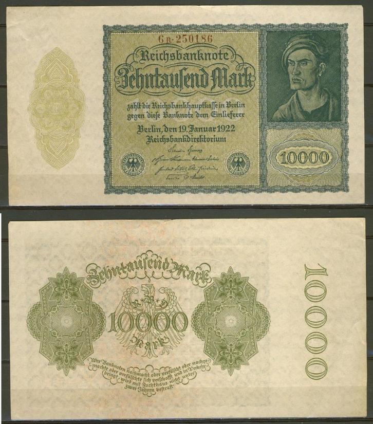 Berlijn Berlin 10000 Mark 1922 Reichsbanknote r-138 jdu, Postzegels en Munten, Bankbiljetten | Europa | Niet-Eurobiljetten, Los biljet
