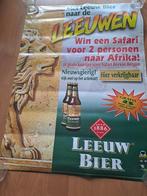 Leeuw bier poster win een safari, Verzamelen, Reclamebord, Plaat of Schild, Gebruikt, Ophalen of Verzenden, Leeuw