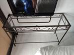 TKA: Gietijzeren SIDE TABLE MET GLASPLAAT, Gebruikt, 100 tot 150 cm, Ophalen of Verzenden, Landelijk