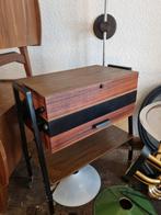 Vintage Teak Naaikastje Zwart Metaal, Ophalen of Verzenden