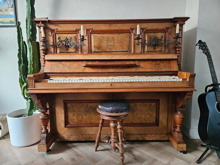 Antieke Joh. Kuhse Piano (Dresden) - Rijk Bewerkt, Muziek en Instrumenten, Piano's, Gebruikt, Ophalen