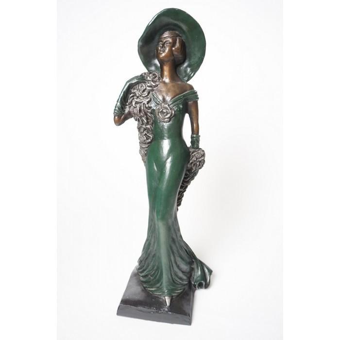 # Beeld dame met hoed gemerkt L W (S), Antiek en Kunst, Kunst | Beelden en Houtsnijwerken, Ophalen of Verzenden