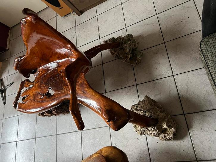 Uniek Bankje van Hout en Steen, Huis en Inrichting, Fauteuils, Gebruikt, Hout, 75 tot 100 cm, Minder dan 75 cm, Ophalen of Verzenden