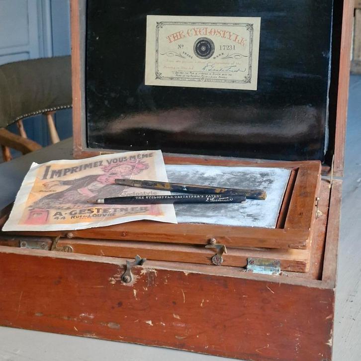 Antieke Cyclostyle Duplicator - 1890 - retro stencil machine, Antiek en Kunst, Antiek | Kantoor en Zakelijk, Ophalen of Verzenden