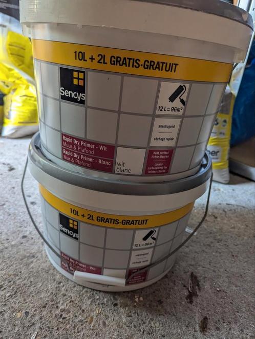 Sencys voorstrijk wit 2* 12 liter + gratis muurverf, Doe-het-zelf en Verbouw, Verf, Beits en Lak, Zo goed als nieuw, Verf, 20 liter of meer
