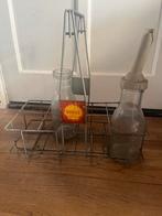 Vooroorlogse Vintage Shell Olieflessenhouder met 2 Flessen, Antiek en Kunst, Ophalen of Verzenden