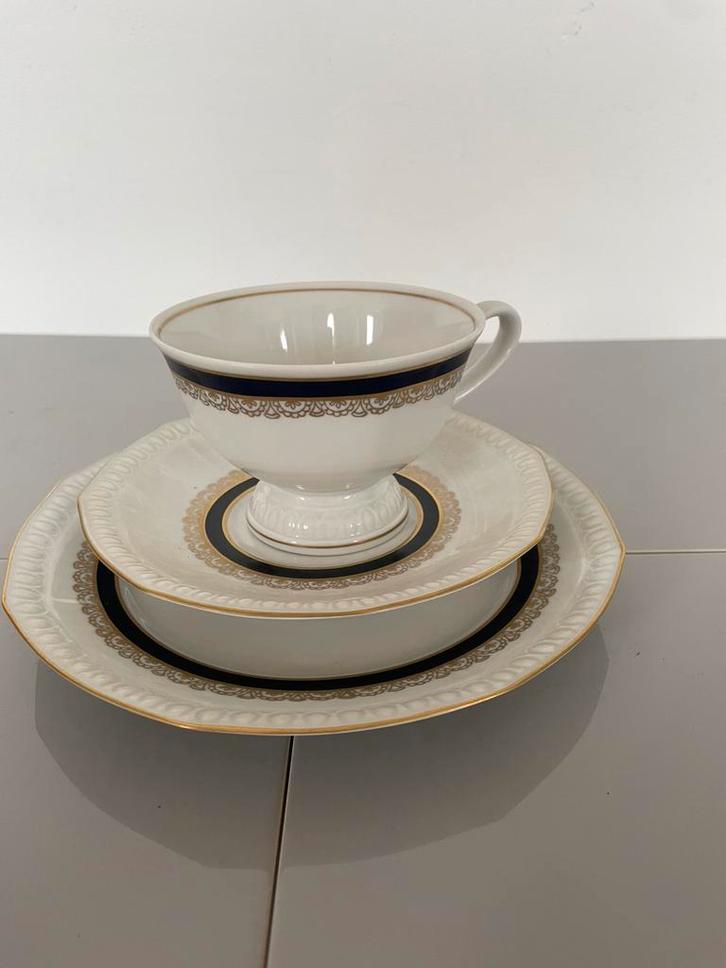 Weimar porselein - driedelige set - kobalt blauw, Antiek en Kunst, Antiek | Servies los, Ophalen of Verzenden