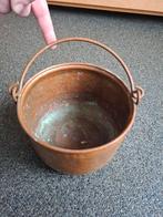 Oude koperen pot met handvat, Ophalen of Verzenden, Koper