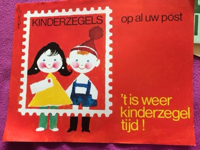 poster kinderpostzegels Meffes '75, Ophalen of Verzenden