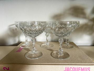5x vintage kristalglas champagnecoupes beschikbaar voor biedingen