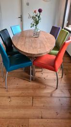 6 fleurige moderne  leren eetkamer stoelen., Huis en Inrichting, Ophalen, Overige kleuren