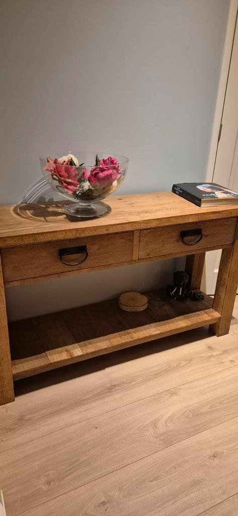 Teakhouten Sidetable met Lades, Huis en Inrichting, Tafels | Sidetables, 25 tot 50 cm, 100 tot 150 cm, Rechthoekig, Teakhout, Ophalen