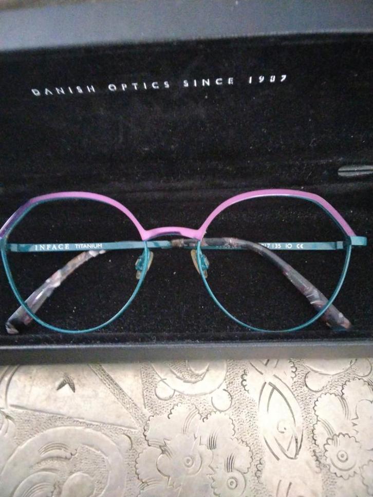 Design  bril Inface Titanium, Sieraden, Tassen en Uiterlijk, Zonnebrillen en Brillen | Dames, Bril, Overige merken, Paars, Ophalen of Verzenden