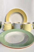 Vintage pastel servies bolle buik bekers Regout borden Boch, N, N, Ophalen of Verzenden, N