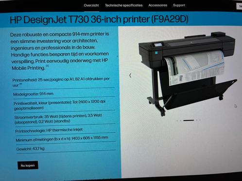 HP groot formaat printer + 6 nieuwe catridges, Computers en Software, Printers, Gebruikt, Printer, Inkjetprinter, Ophalen of Verzenden