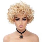 Goudblonde pruik kort haar met krullen, Ophalen of Verzenden, Nieuw, Pruik of Haarverlenging
