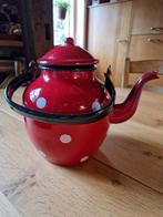 ROOD MET WITTE STIPPEN POLKADOT 🍄 EMAILLE FLUITKETEL, Ophalen of Verzenden