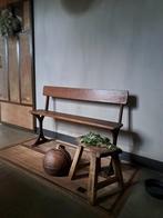 Antiek Bankje met Gietijzeren Poten halbankje stoer sober, Ophalen of Verzenden