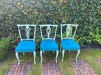 3 brocante eettafel stoelen, Huis en Inrichting, Stoelen, Brocante, Drie, Gebruikt, Hout