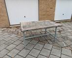Zware werkbank/tafel met steigerbuis onderstel., Ophalen, Gebruikt, Rechthoekig, Hout