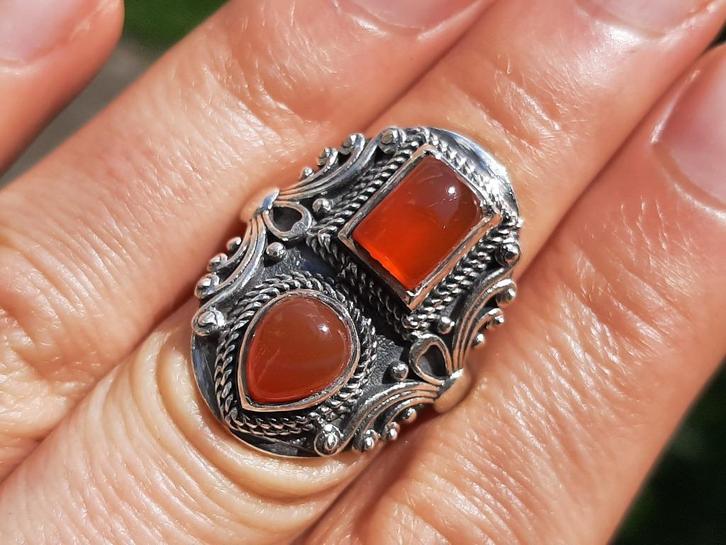 Vanoli - 925 zilveren ring met carneool agaat maat 15,5, Sieraden, Tassen en Uiterlijk, Ringen, Nieuw, Dame, Kleiner dan 17, Overige kleuren