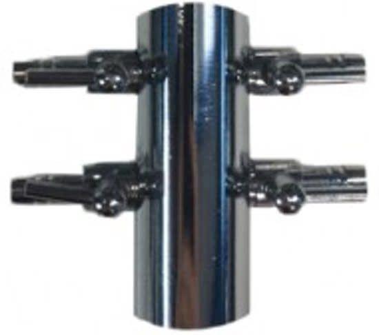 Luchtverdeler 9 mm – 4 uitgangen met kraan, verchroomd, Tuin en Terras, Vijver-toebehoren, Nieuw, Overige typen, Ophalen