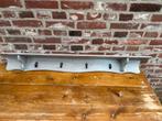 Brocante blauwe kapstok met zwarte haken, Huis en Inrichting, Woonaccessoires | Kapstokken, Gebruikt, Minder dan 100 cm, Hout