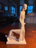 Plateel Art Deco Dame met Hond, Antiek en Kunst, Antiek | Keramiek en Aardewerk, Ophalen of Verzenden