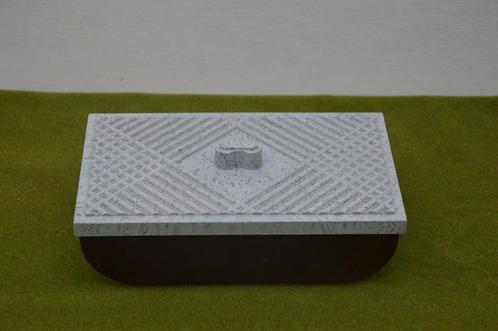 Oud bakelieten bakje met grijze deksel, 23cm lang, 14 cm br, Antiek en Kunst, Curiosa en Brocante, Ophalen of Verzenden