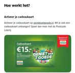 Postcode loterij, Tickets en Kaartjes, Kortingen en Cadeaubonnen, Eén persoon, Cadeaubon