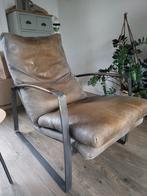 Fauteuil bruin leer., Huis en Inrichting, Fauteuils, Ophalen, Gebruikt, 50 tot 75 cm, Leer