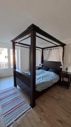 Prachtig massief hardhouten hemelbed, Huis en Inrichting, Slaapkamer | Bedden, Ophalen, 210 cm, Tweepersoons, Zo goed als nieuw