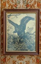 Prachtige! Oude gesigneerde koperets gravure  Adelaar - Gier, Ophalen of Verzenden