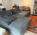 Grijze velvet hoekbank, Huis en Inrichting, Banken | Bankstellen, Ophalen, 250 tot 300 cm, Gebruikt, Hoekbank