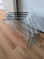 🟢 Gallotti & Radice - Driehoekige Nesting Bijzettafels, Ophalen, Minder dan 45 cm, Gebruikt, Glas