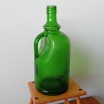 Mooie vintage groen glazen fles aparte vorm, pukkeltjes glas, Ophalen of Verzenden