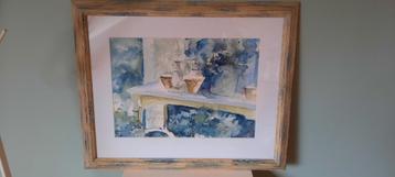 Aquarel Stilleven met Blauwe Tinten - 60x48 cm beschikbaar voor biedingen