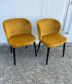 2 stuks Luxe nieuwe oker gele velvet stoelen, Huis en Inrichting, Stoelen, Ophalen, Hout, Twee, Overige kleuren
