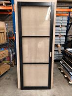Zwarte staal look binnendeur met 3 ramen schuifdeur, Ophalen, 80 tot 100 cm, 215 cm of meer, Binnendeur