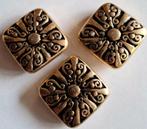 Grote vierkante bewerkte goud kleur kralen 3 cm, Verzenden, Nieuw, Kraal