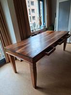 Teakhouten eettafel met 6 lades - 210x90 cm, Huis en Inrichting, Tafels | Eettafels, Ophalen, Gebruikt, Teakhout, 200 cm of meer