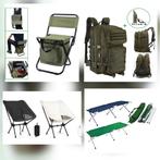 Campingstoel visstoel vouwbaar veldbed bed tactical rugzak, Caravans en Kamperen, Ophalen of Verzenden, Zo goed als nieuw, Campingstoel