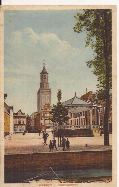 Kampen Nieuwemarkt  ca. 1920 Uitg. Roukes & Erhart, Verzamelen, Ansichtkaarten | Nederland, Gelopen, Overijssel, Voor 1920, Ophalen of Verzenden